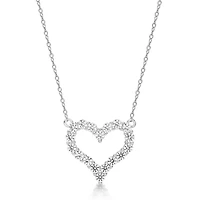 Lab Created 1 7/8 ct. t.w. White Sapphire Heart Pendant Necklace in Sterling Silver