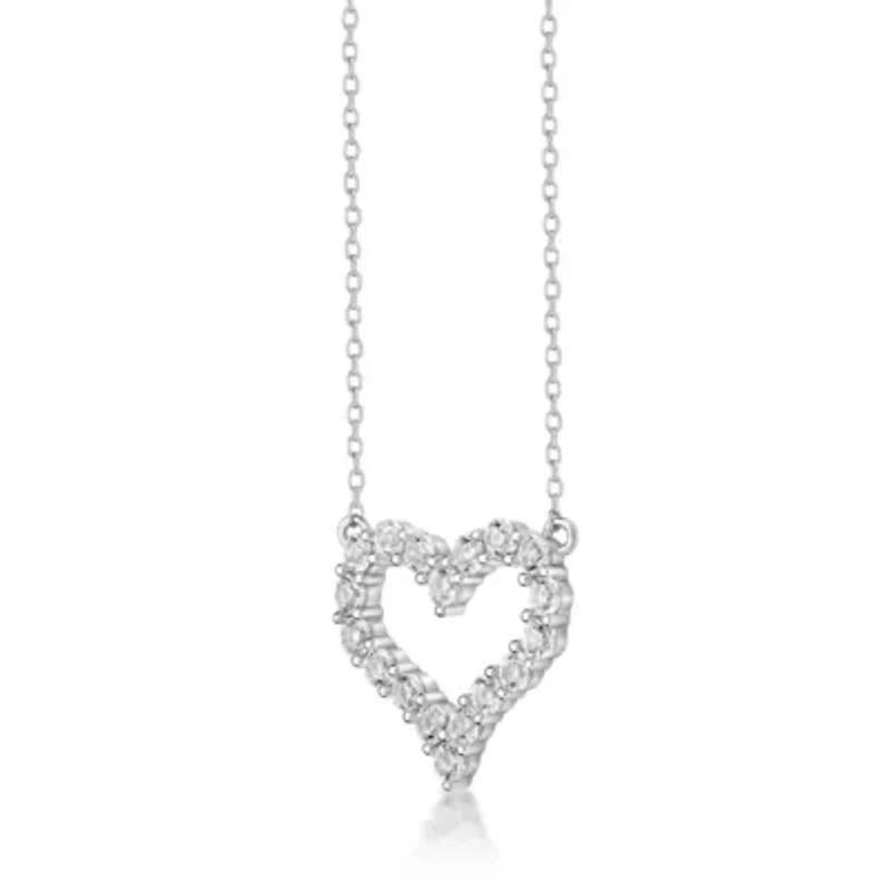 Lab Created 1 7/8 ct. t.w. White Sapphire Heart Pendant Necklace in Sterling Silver
