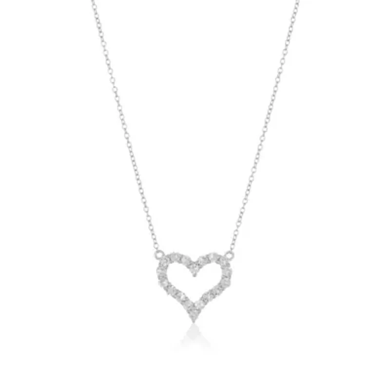 Lab Created 1 7/8 ct. t.w. White Sapphire Heart Pendant Necklace in Sterling Silver