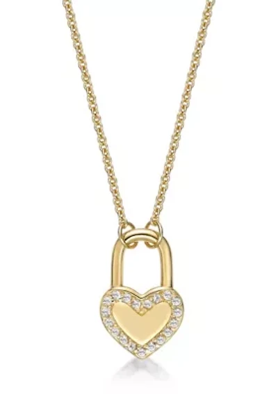 1/5 ct. t.w. White Topaz Necklace in Gold Plated Sterling Silver