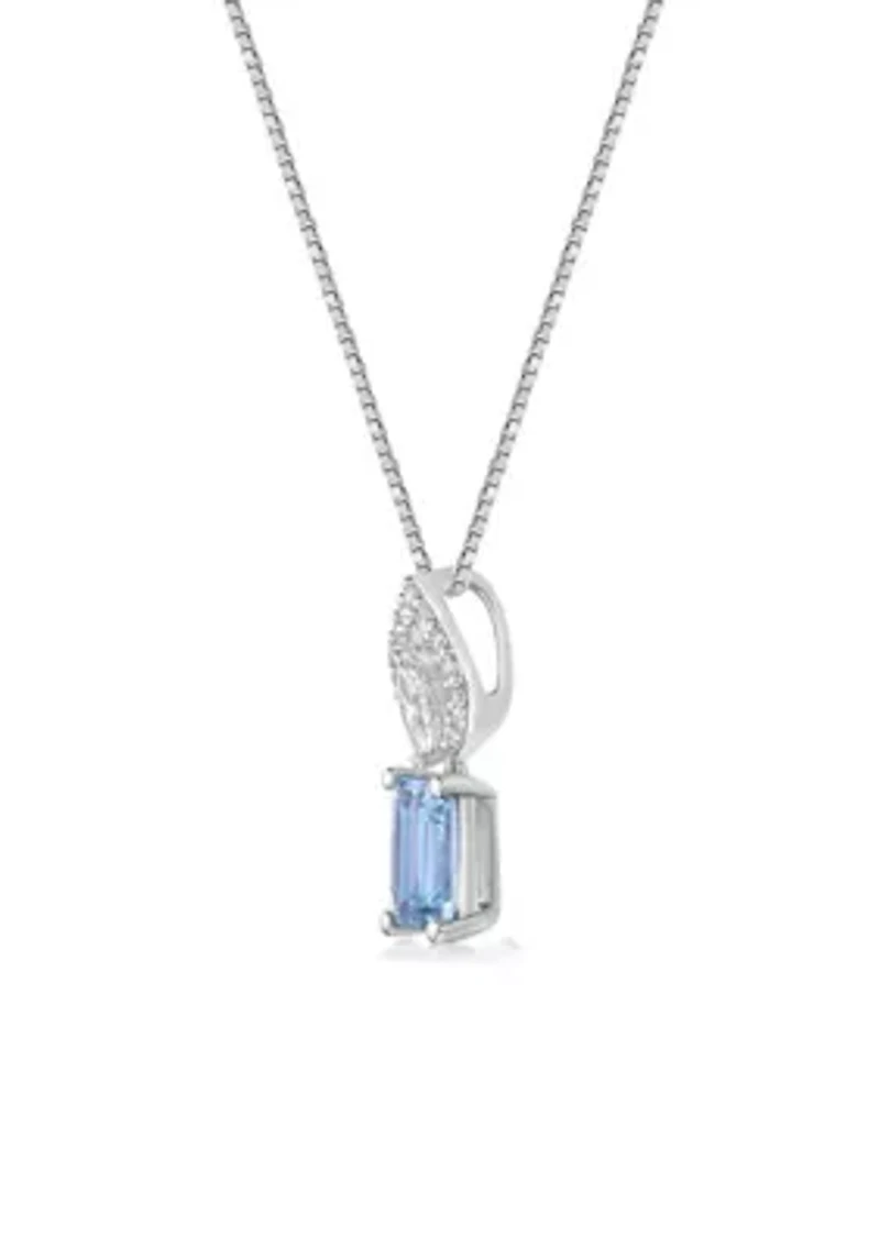 0.65 ct. t.w. Aquamarine and 0.19 ct. t.w. Diamond Pendant Necklace in 10K White Gold