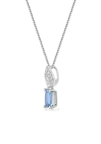 0.65 ct. t.w. Aquamarine and 0.19 ct. t.w. Diamond Pendant Necklace in 10K White Gold