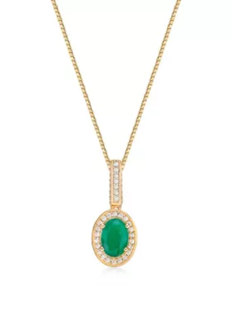 0.8 ct. t.w. Emerald and 0.25 ct. t.w. Diamond Pendant Necklace in 10K Gold