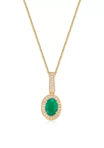 0.8 ct. t.w. Emerald and 0.25 ct. t.w. Diamond Pendant Necklace in 10K Gold