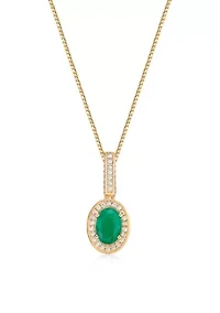 0.8 ct. t.w. Emerald and 0.25 ct. t.w. Diamond Pendant Necklace in 10K Gold