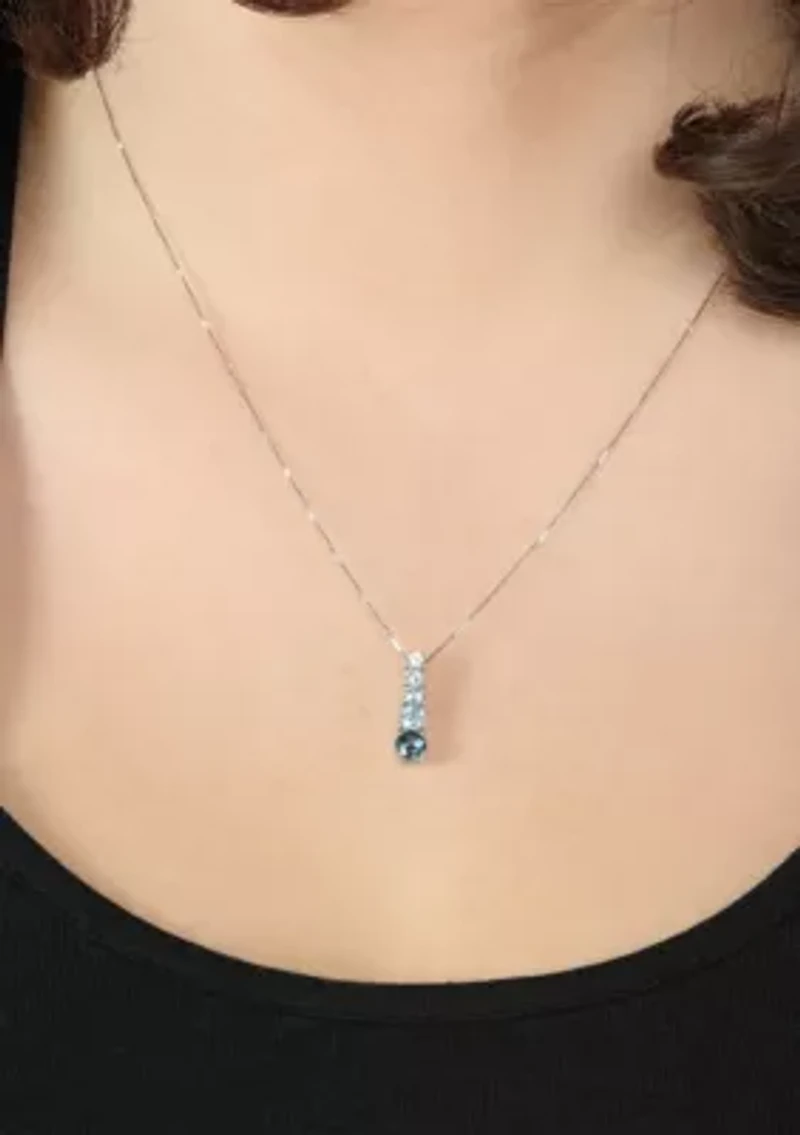 1 1/3 ct. t.w.Blue Topaz Pendant Necklace in Sterling Silver