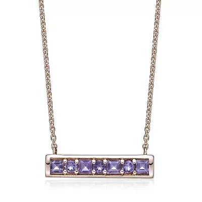 1.1 ct. t.w. Amethyst Bar Pendant Necklace in 2 Micron 18k Rose Gold Plated Silver