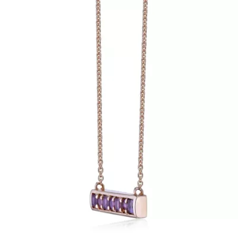 1.1 ct. t.w. Amethyst Bar Pendant Necklace in 2 Micron 18k Rose Gold Plated Silver