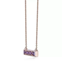 1.1 ct. t.w. Amethyst Bar Pendant Necklace in 2 Micron 18k Rose Gold Plated Silver