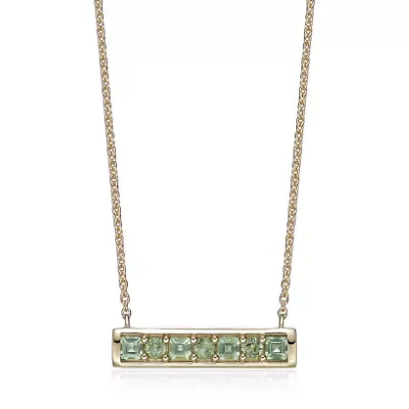 1.54 ct. t.w. Peridot Bar Pendant Necklace in 2 Micron 18k Rose Gold Plated Silver