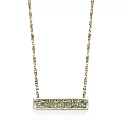 1.54 ct. t.w. Peridot Bar Pendant Necklace in 2 Micron 18k Rose Gold Plated Silver