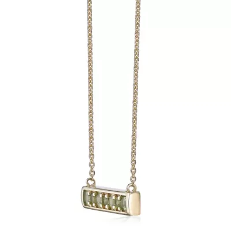 1.54 ct. t.w. Peridot Bar Pendant Necklace in 2 Micron 18k Rose Gold Plated Silver