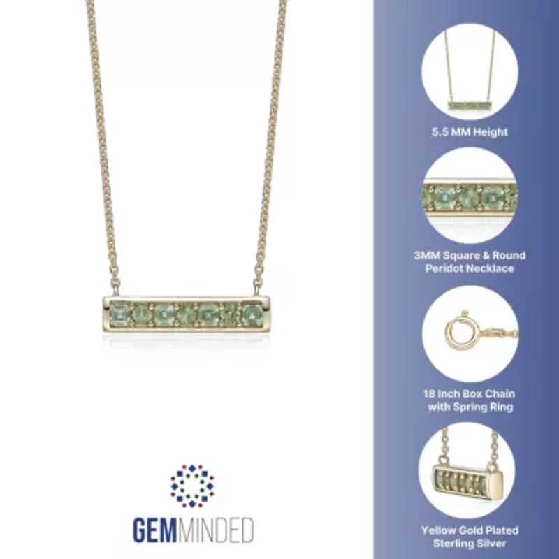 1.54 ct. t.w. Peridot Bar Pendant Necklace in 2 Micron 18k Rose Gold Plated Silver