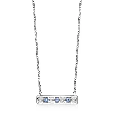 1.21 ct. t.w. White and Blue Topaz Bar Pendant Necklace in 2 Micron 18k Rose Gold Plated Silver