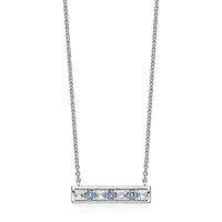 1.21 ct. t.w. White and Blue Topaz Bar Pendant Necklace in 2 Micron 18k Rose Gold Plated Silver