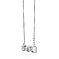 1.21 ct. t.w. White and Blue Topaz Bar Pendant Necklace in 2 Micron 18k Rose Gold Plated Silver
