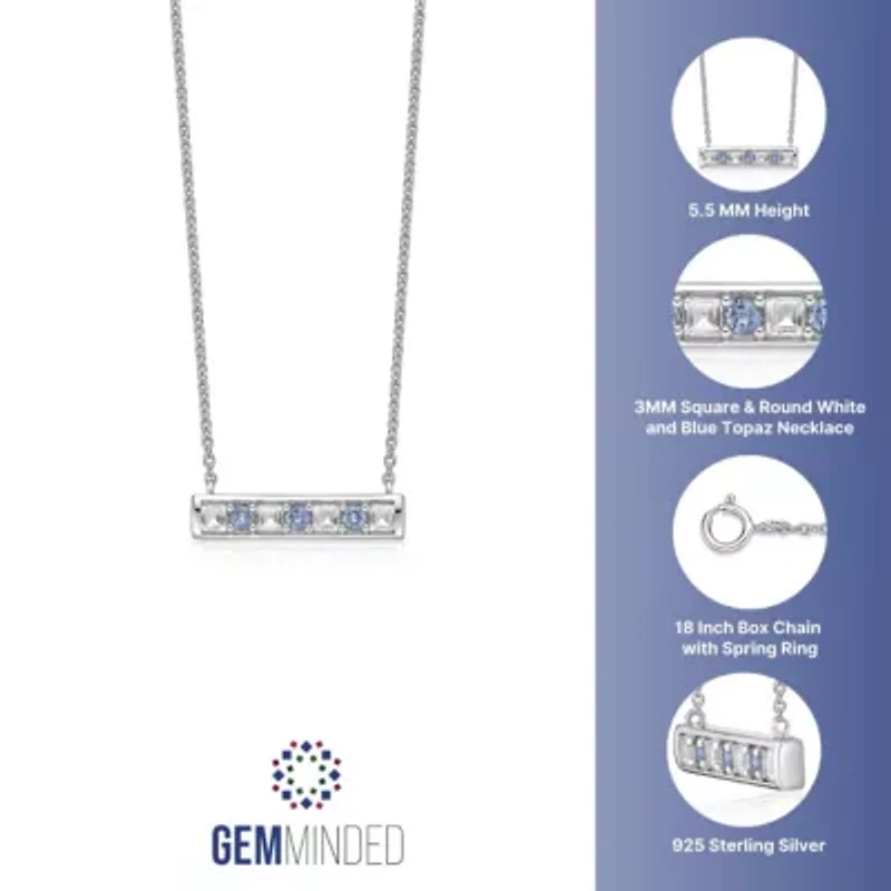 1.21 ct. t.w. White and Blue Topaz Bar Pendant Necklace in 2 Micron 18k Rose Gold Plated Silver