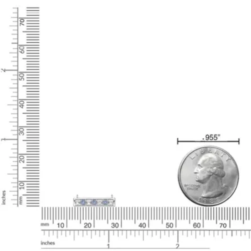 1.21 ct. t.w. White and Blue Topaz Bar Pendant Necklace in 2 Micron 18k Rose Gold Plated Silver