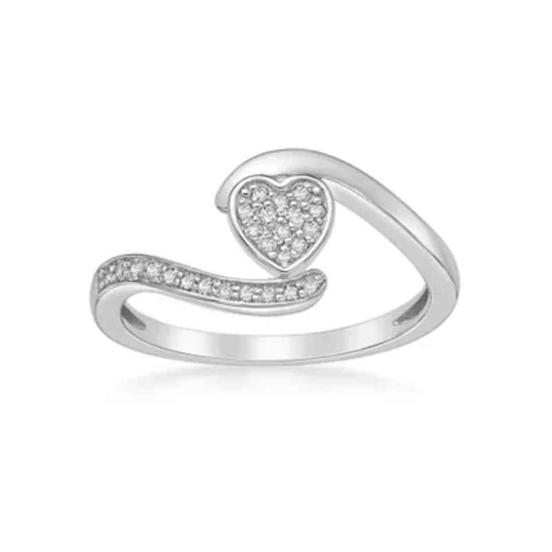 1/6 ct. tw. Diamond Heart Bypass Promise Ring in Sterling Silver