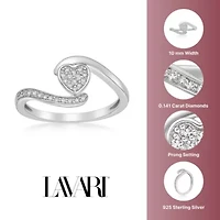 1/6 ct. tw. Diamond Heart Bypass Promise Ring in Sterling Silver