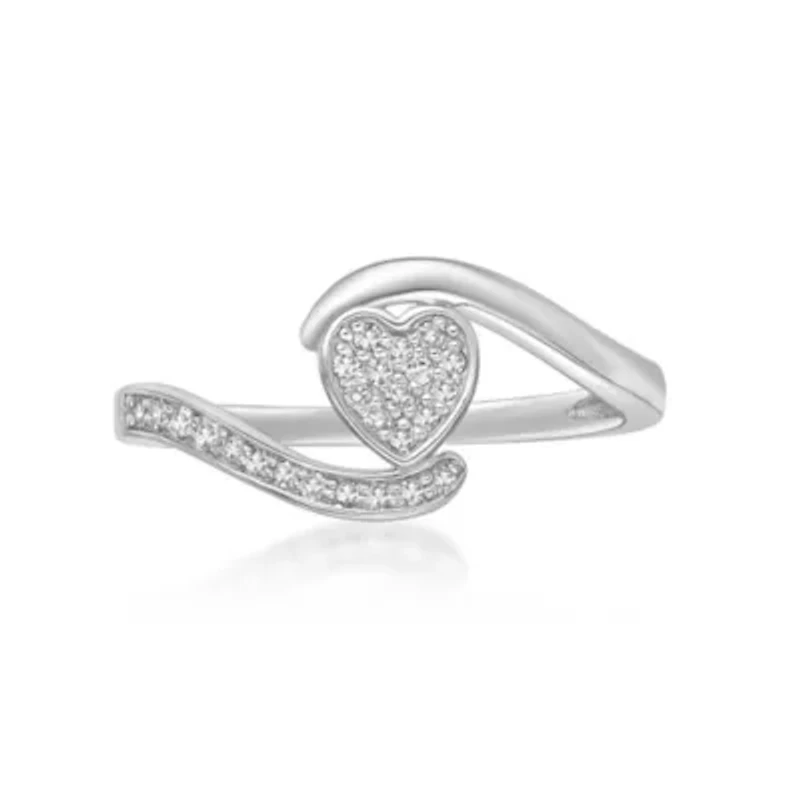 1/6 ct. tw. Diamond Heart Bypass Promise Ring in Sterling Silver