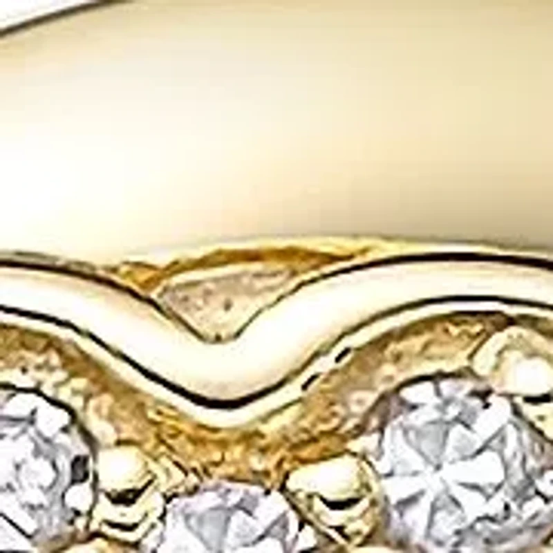 1/6 ct. tw. Diamond Heart Bypass Promise Ring in Yellow Gold Plated Sterling Silver