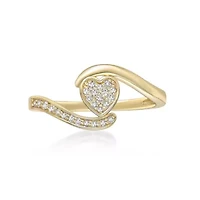 1/6 ct. tw. Diamond Heart Bypass Promise Ring in Yellow Gold Plated Sterling Silver