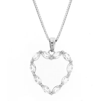 Lab Created 2 ct. t.w. White Sapphire Heart Pendant Necklace in Sterling Silver