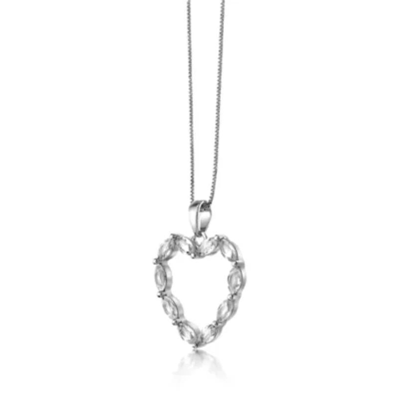 Lab Created 2 ct. t.w. White Sapphire Heart Pendant Necklace in Sterling Silver