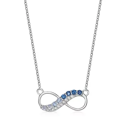 3/8 ct. t.w. ISQA Certified London Blue, Sky Blue Topaz and Created White Sapphire Pendant Necklace in Sterling Silver