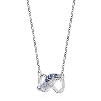 3/8 ct. t.w. ISQA Certified London Blue, Sky Blue Topaz and Created White Sapphire Pendant Necklace in Sterling Silver