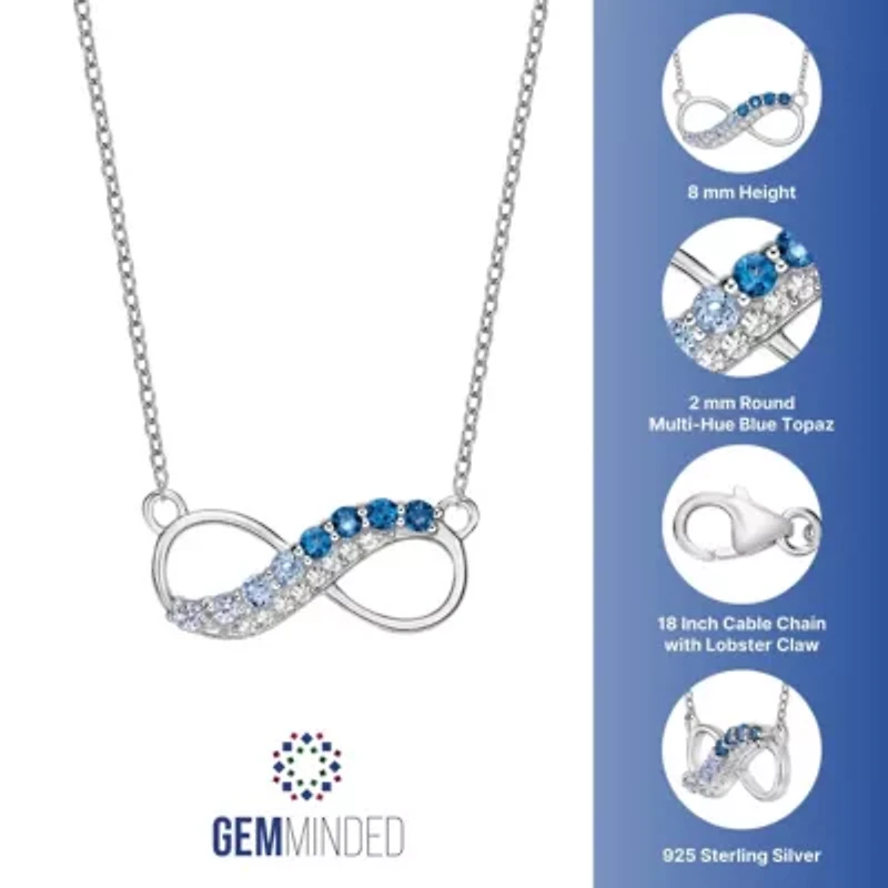 3/8 ct. t.w. ISQA Certified London Blue, Sky Blue Topaz and Created White Sapphire Pendant Necklace in Sterling Silver