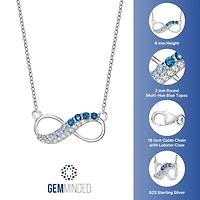 3/8 ct. t.w. ISQA Certified London Blue, Sky Blue Topaz and Created White Sapphire Pendant Necklace in Sterling Silver