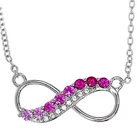 Lab Created 3/8 ct. t.w. Created Ruby, Created Pink Sapphire and Created White Sapphire Infinity Pendant Necklace in Sterling Silver