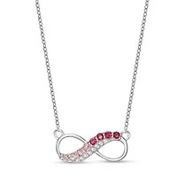 Lab Created 3/8 ct. t.w. Created Ruby, Created Pink Sapphire and Created White Sapphire Infinity Pendant Necklace in Sterling Silver