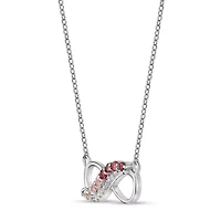 Lab Created 3/8 ct. t.w. Created Ruby, Created Pink Sapphire and Created White Sapphire Infinity Pendant Necklace in Sterling Silver