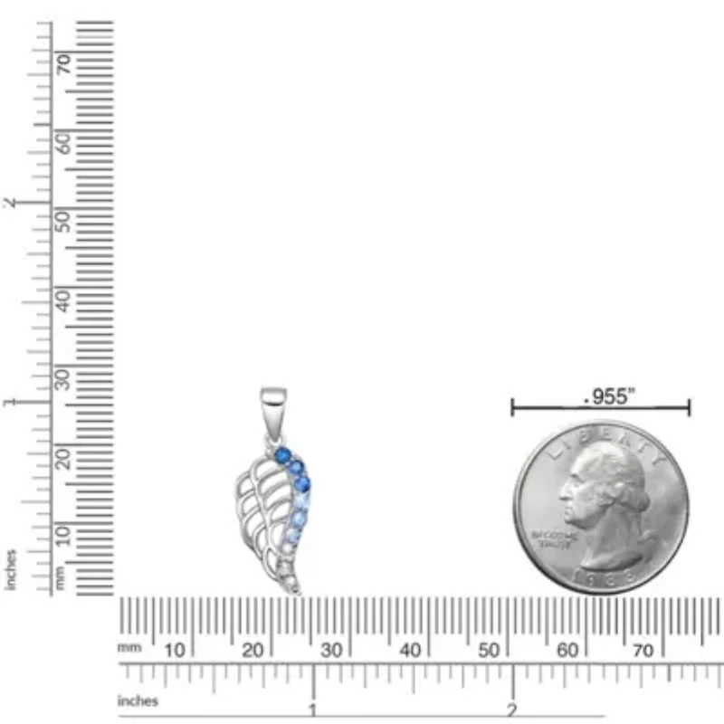 3/8 ct. t.w. ISQA Certified London Blue, Sky Blue Topaz and Created White Sapphire Wing Pendant Necklace in Sterling Silver