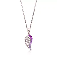 Lab Created 1/2 ct. t.w. Created Ruby, Created Pink Sapphire and Created White Sapphire Wing Pendant Necklace in Sterling Silver