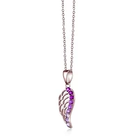 Lab Created 1/2 ct. t.w. Created Ruby, Created Pink Sapphire and Created White Sapphire Wing Pendant Necklace in Sterling Silver