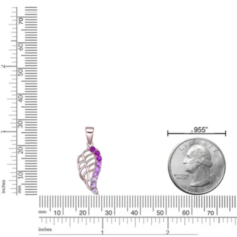 Lab Created 1/2 ct. t.w. Created Ruby, Created Pink Sapphire and Created White Sapphire Wing Pendant Necklace in Sterling Silver