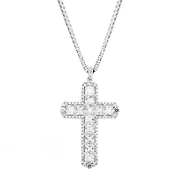 Lab Created 7 1/10 ct. t.w. White Sapphire Cross Pendant Necklace in Sterling Silver