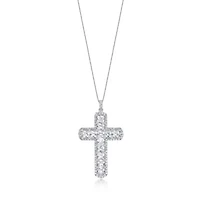 Lab Created 7 1/10 ct. t.w. White Sapphire Cross Pendant Necklace in Sterling Silver