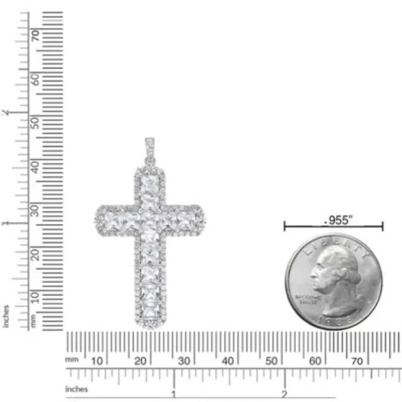 Lab Created 7 1/10 ct. t.w. White Sapphire Cross Pendant Necklace in Sterling Silver