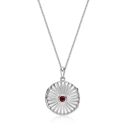 Lab Created 0.16 ct. t.w. Garnet Locket Pendant in Sterling Silver