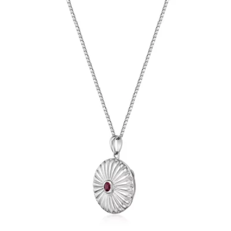 Lab Created 0.16 ct. t.w. Garnet Locket Pendant in Sterling Silver