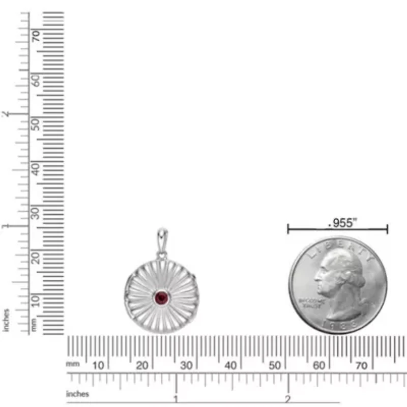 Lab Created 0.16 ct. t.w. Garnet Locket Pendant in Sterling Silver