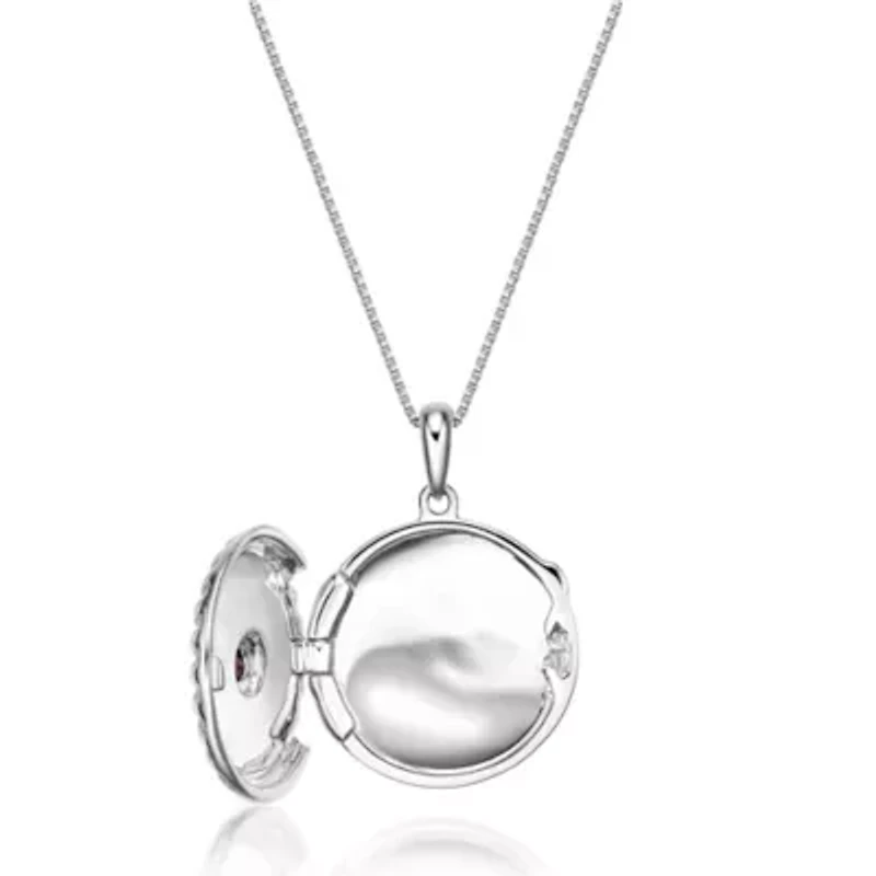 Lab Created 0.16 ct. t.w. Garnet Locket Pendant in Sterling Silver