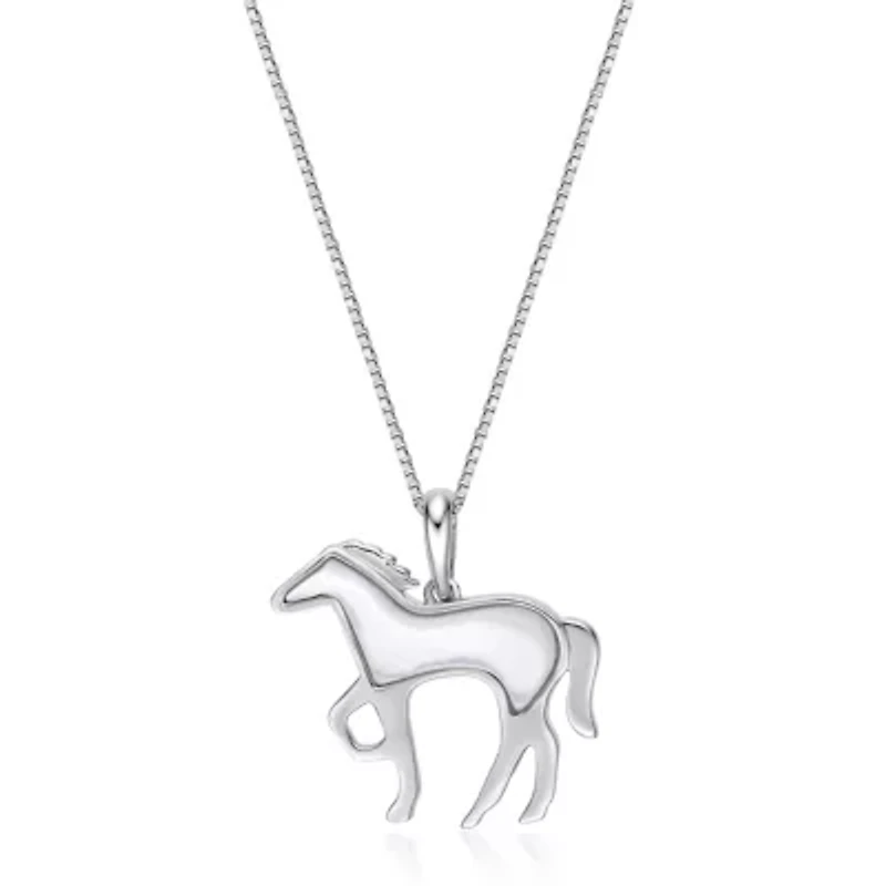 2.8 ct. t.w. Mother of Pearl Horse Pendant in Sterling Silver