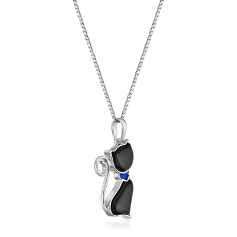 3.6 ct. t.w. Black Onyx Cat Pendant Necklace in Sterling Silver
