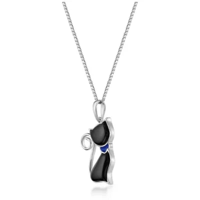 3.6 ct. t.w. Black Onyx Cat Pendant Necklace in Sterling Silver